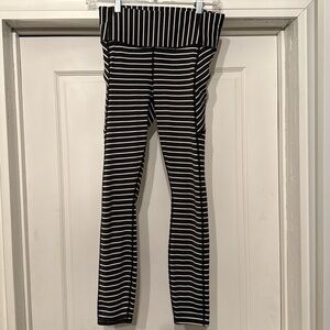 Athleta Striped Black and White Leggings